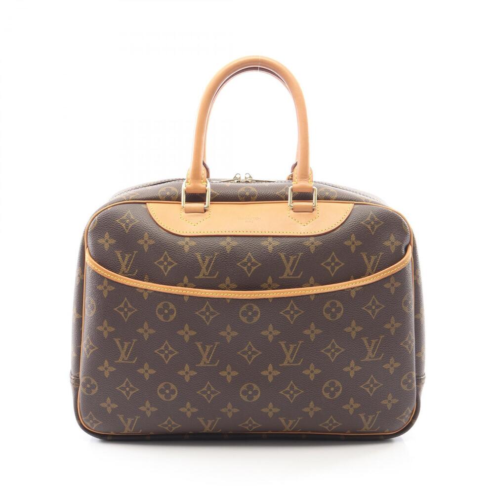 Louis Vuitton Deauville Bowling Vanity Monogram Top Bag Canvas Leather Brown